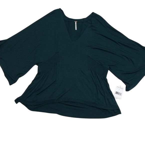 Free People V-Neck Butterfly Sleeves Jade top size S - Picture 3 of 7